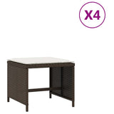 Garden Stools with Cushions 4 pcs Brown 41x41x36 cm Poly Rattan 365044