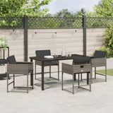Garden Dining Set with Cushion 5 pcs Grey Poly Rattan 3380013