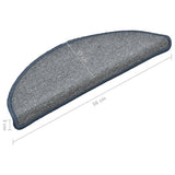 Stair Mats 15 pcs 56x17x3 cm Light Grey and Blue Half Round 322374