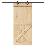 Sliding Door with Hardware Set 100x210 cm Solid Wood Pine 3332783