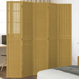 Room Divider 5 Panels Brown Solid Wood Paulownia 358823