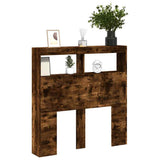 Headboard Cabinet with LED Smoked Oak 100x17x102 cm 839186