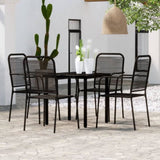 Dining Set Black Powder-coated steel, glass, cotton rope Medium 3099138