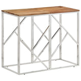 Console Table Silver Stainless Steel and Solid Wood Acacia 349991