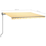 ZNTS Manual Retractable Awning with Posts 4.5x3 m Yellow and White 3070158