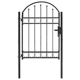 Fence Gate ASSEN with Arched Top Steel 100x125 cm Black 143085