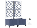 Garden Planter with Irrigation&Wheels 2 pcs Grey PP 3423006