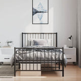 Metal Bed Frame without Mattress with Footboard Black 100x190cm 350876