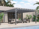 3 x 3 Outdoor Pergola with Retractable Roof, Aluminium Louvered Patio Gazebo Canopy for Lawn T3398P323905