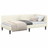 Corner Bed Frame with Headboard Cream 90 cm x 190 cm Velvet 42016223