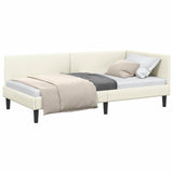 Corner Bed Frame Cream 100 x 200 cm Velvet and Engineered wood 42016243