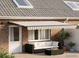 Manual Retractable Awning with LEDs Light Grey and White 3425775