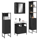 4 Piece Bathroom Cabinet Set Black Engineered Wood 3214765