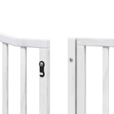 Dog Gate with Door Foldable 8 Panels White 640 cm Poplar Wood 3155622