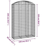 Arched Gabion Basket 150x50x220/240 cm Galvanised Iron 153461