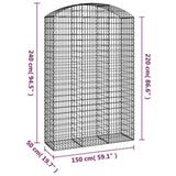 Arched Gabion Basket 150x50x220/240 cm Galvanised Iron 153461