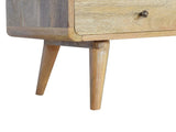 Solid Wood Curved Oak-ish Media Unit, 2 Drawers and Open Slot, Brown B2743P403014