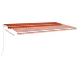 ZNTS Manual Retractable Awning with LED 600x300 cm Orange and Brown 3068965