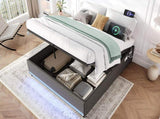 5ft King Hydraulic Storage Bed, No Headboard Linen Bed Frame with APP Control LED Lights, Side N652P386118G