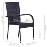 Dining Set Grey Solid Acacia wood, PE Rattan, Powder-Coated Steel 3068751
