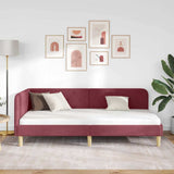 Corner Bed Frame with Headboard Wine Red 90 x 190 cm Fabric 42016564