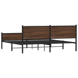Metal Bed Frame without Mattress Brown Oak 193x203 cm 3301417