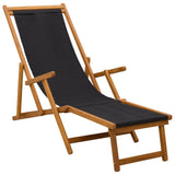 Folding Sun Lounger 3 Position Solid Eucalyptus Wood Black 42024920