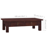 ZNTS Coffee Table Classical Brown 100x50x30 cm Solid Mahogany Wood 288828