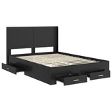 Bed Frame with Storage and Headboard Black 135 x 190 cm 3414118