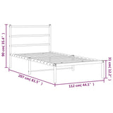 Metal Bed Frame without Mattress with Headboard White 107x203cm 355410