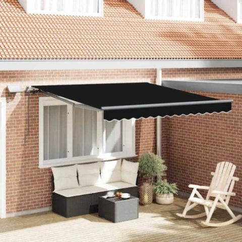 Retractable Awning Manual Black 350 x 250 cm Fabric 3330326