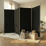 4-Panel Room Divider Black 346x180 cm Fabric 350265