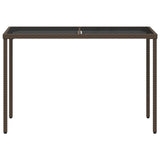 Garden Table with Glass Top Brown 115x54x74 cm Poly Rattan 365074