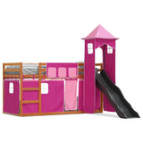 Bunk Bed without Mattress with Slide and Curtains Pink 90x200 cm 3284196