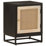 ZNTS Bedside Cabinet Black 40x30x50 cm Solid Wood Mango and Iron 371999