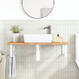 Basin Shelf Wall Mounted Steel and Solid Wood Oak 3302396