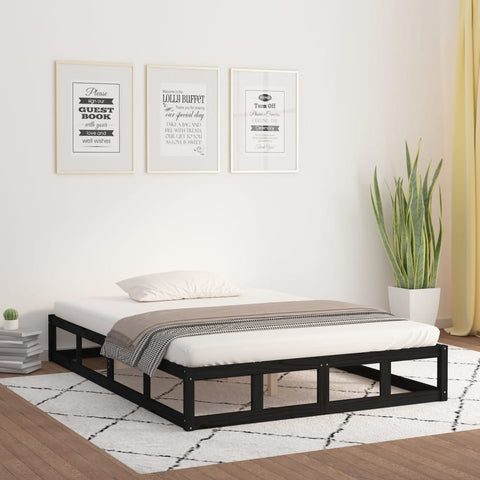 ZNTS Bed Frame without Mattress Black 120x200 cm Solid Wood 820795