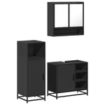 ZNTS 3 Piece Bathroom Furniture Set Black Engineered Wood 3300995