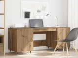 Desk with Shelf Artisan oak 140 x 50 x 75 cm Engineered wood 879523