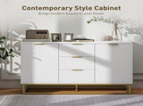 Sideboard with 3 Drawers and Adjustable Shelves for Living Room - White T3398P423858