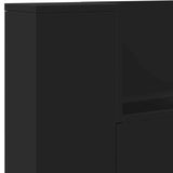 Storage Headboard with LED Black Engineered Wood 3418690
