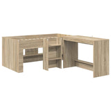 Kids'High Bed Frame with Desk 2 pcs Sonoma Oak Engineered Wood 3423464