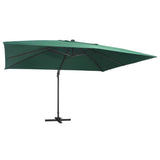 Cantilever Garden Parasol with LED Lights and Aluminium Pole 400x300 cm Green 47005