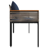 Outdoor Bench Grey and Navy Blue 117 x 54 x 74.5 cm Poly Rattan 42025241