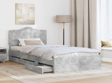 Bed Frame with Drawer Concrete Grey 100 x 200 cm Engineer Wood 3413446