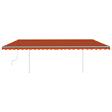 ZNTS Manual Retractable Awning with Posts 6x3.5 m Orange and Brown 3070080