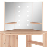 Corner Dressing Table with LED Oak 111x54x141.5 cm 326533