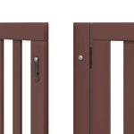 Dog Gate with Door Foldable 9 Panels Brown 450 cm Poplar Wood 3155659
