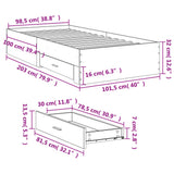 Bed Frame with Drawers without Mattress Brown Oak 100x200 cm 3280425