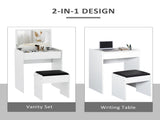 Dressing Table with Mirror and Stool, Vanity Makeup Table with Flip Up Mirror, Vanity Desk with T3398P329584